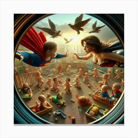 Superman And Supergirl Canvas Print