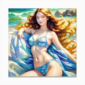 Girl On The Beach yu Canvas Print