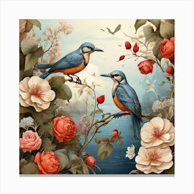 Birds In The Garden 1 Canvas Print