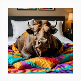 Bull On A Bed relaxed Canvas Print