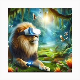 Lion In The Jungle with VR Canvas Print