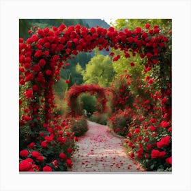 Red Roses In The Garden Canvas Print