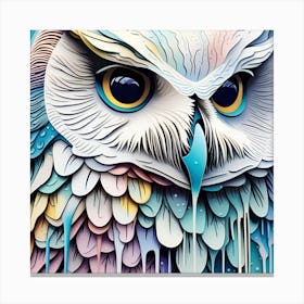 Owl Painting Watercolor Dripping Canvas Print