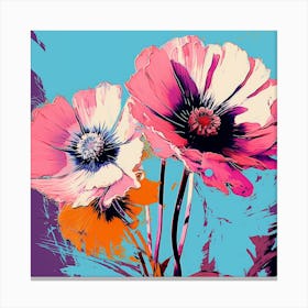 Andy Warhol Style Pop Art Flowers Florals 10 Square Canvas Print