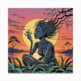 Woman In The Grass Canvas Print