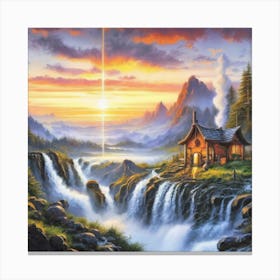 Sunset At The Cabin Canvas Print