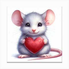 Mouse cub Valentine's day Canvas Print
