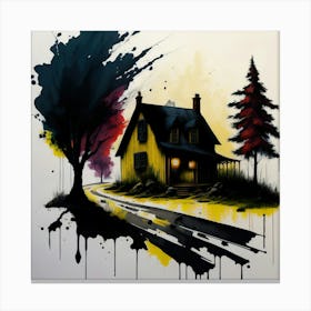 Colored House Ink Painting (46) Canvas Print