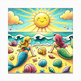 Super Kids Creativity:Playful mermaids and seashells Canvas Print