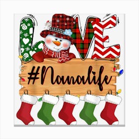 Love Nana Life Snowman Christmas Nanalife Light Red Plaid 1 Canvas Print