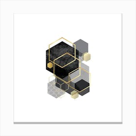 Black And Gold Hexagons Canvas Print