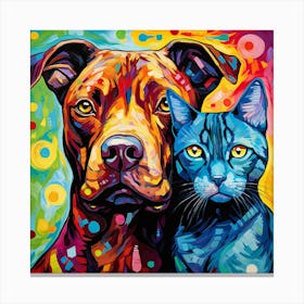 Dog And Cat Painting 10 Canvas Print