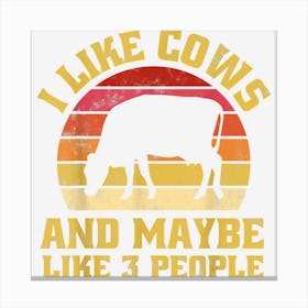 Funny Farm Animal Cow Lover Vintage Retro Sunset Cows Canvas Print