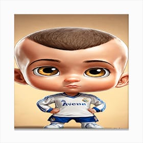 Zinedine Zidane Cute Baby Cartoon Canvas Print