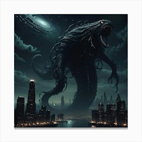Monster In The City Canvas Print