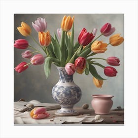 Tulips In A Vase Canvas Print