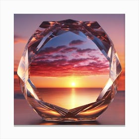 Vivid Colorful Sunset Viewed Through Beautiful Crystal Glass Mirrow, Close Up, Award Winning Photo (3) Canvas Print