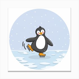 Penguin Ice Skating Canvas Print