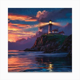 Lighthouse At Sunset 1 Canvas Print