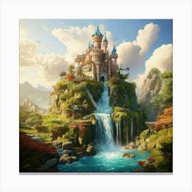 Firefly Soft, Pastels, Intricate, Castle, Floating, Islands, Cascading, Waterfalls, Dreamy, Ethereal (11) Canvas Print