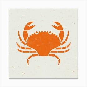 Orange Crab Seafood Lino Block Print Canvas Print