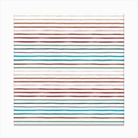Marker Stripes Colorful Red Blue Square Canvas Print