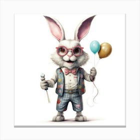 Bunny With Balloons 3 Canvas Print