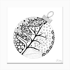 Black And White Christmas Ornament Canvas Print