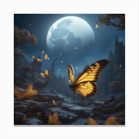 Butterfly In The Moonlight Canvas Print