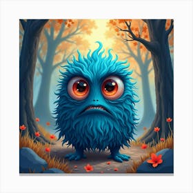 Monster With Eerie Eyes In A Vivid Watercolor Enchanted Forest 1 Canvas Print