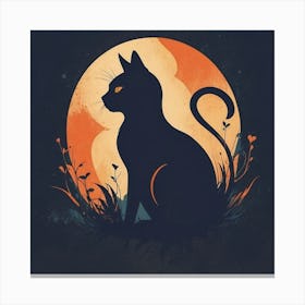 Cat In The Moonlight Canvas Print