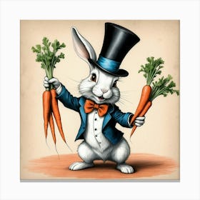 Rabbit With Carrots 35 Canvas Print