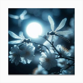 Dragonflies On A Flower Canvas Print