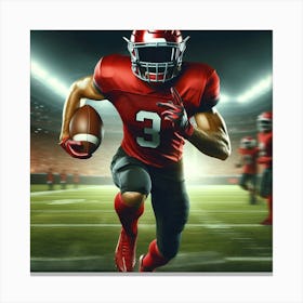American Football Player Running With Ball Canvas Print