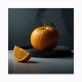 Orange On A Plate Canvas Print