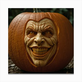 Joker Pumpkin Carving 8 Canvas Print