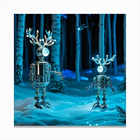 Bioluminescent Fireflies Merging With A Mechanical Deer Ceramic And Metal Body Intricately Detailed 2 Canvas Print