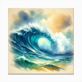 Watercolor Ocean Wave Canvas Print