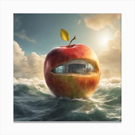 322088 Une Pomme Riant Dans L Espace En Mer Avec Un Solei Xl 1024 V1 0 Canvas Print