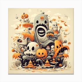 Ghosts And Pumpkins Canvas Print