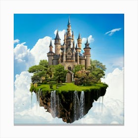 Firefly Whimsical Castle On Floating Islands With Waterfalls 73580 (2) Canvas Print