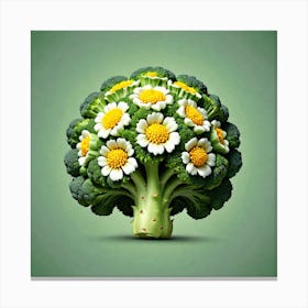 Daisies On Broccoli Canvas Print