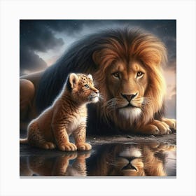 Lion And Cub 1 Canvas Print