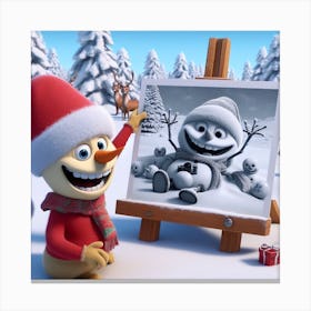 Snowman Painting Canvas Print