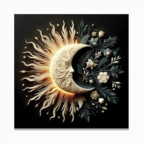 Moon And Flowers 6 Canvas Print