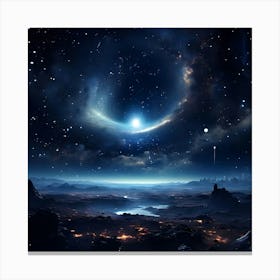 The Overall Atmosphere Is Dark You Can See The Black Hole In The Distance And There Is A Stardust 658449821 Canvas Print