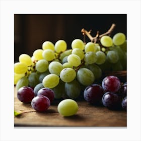 Grapes On A Wooden Table 2 Canvas Print