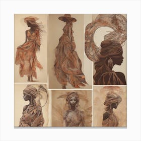 Silhouettes, Boho style 1 Canvas Print