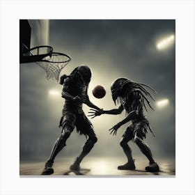 Aliens Playing Basketball Canvas Print