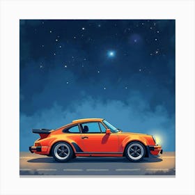 Stylish Vehicle Against A Starry Night, Watercolor Painting 1 Canvas Print